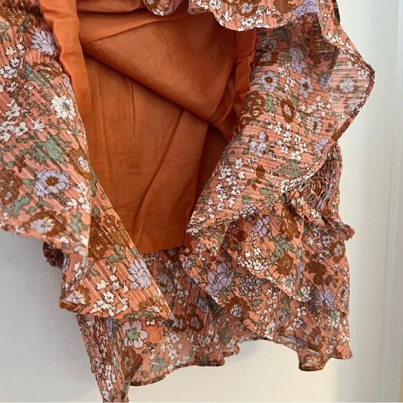 Veronica Beard MELODIE FLORAL-PRINT SMOCKED SKIRT IN CORAL Size 12 NWT - Picture 10 of 11